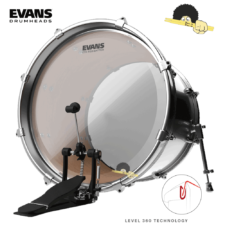 Pele para bumbo 22" - Evans EQ3 Clear Filme Duplo com Anel Abafador