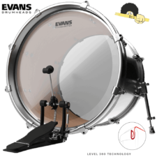 Pele para bumbo 24" - Evans EQ3 Clear Filme Duplo com Anel Abafador