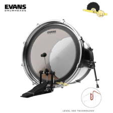 Pele para bumbo 18"-  Evans Emad2 Clear com 2 Anéis Abafadores e Filme Duplo