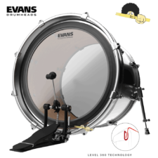 Pele para bumbo 22"-  Evans Emad2 Clear com 2 Anéis Abafadores e Filme Duplo