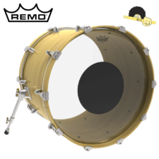 Pele para bumbo - Remo Controlled Sound 22" C/ Circulo Preto Transparente