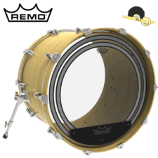 Pele para bumbo - Remo Powersonic Clear filme duplo 22" c/ Almofada Abafadora