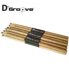 Pack de Baqueta para bateria Premium 3A D'Groove ponta de madeira - (O Hickory brasileiro) 6 pares GRÁTIS 1 par