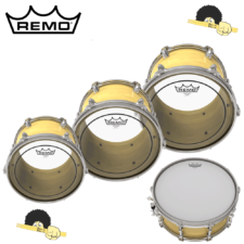 Kit de Peles Remo pinstripe clear 10",12",14" + Ambassador Coated 14"