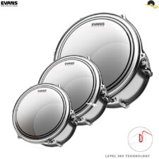 Kit de Peles para Evans EC2 Frosted(Porosa) - SST Filme Duplo com Anel Level 360º (10"/12"/16")
