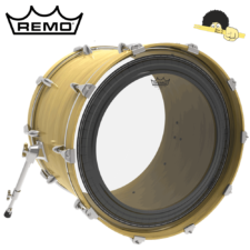 Pele para bumbo - Remo Powerstroke Pro - Clear 22" com Abafador Extra e Sistema de Overtones