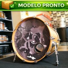Pele de Bumbo 20" D'Groove customizada de alta resolução Modelo Gears One(A PRONTA ENTREGA)