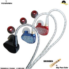 Fone de ouvido Tennmak PIANO 2 drives(1R + 1L) com Brindes: Clip para cabo e Adaptador P2/P10