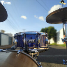 Caixa para bateria - PHX Music Azul Rajado 14"x5,5" - Casco em Basswood e aros Triplo Flange