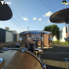 Caixa para bateria - PHX Music Grafite 14"x5,5" - Casco em Basswood e aros Triplo Flange