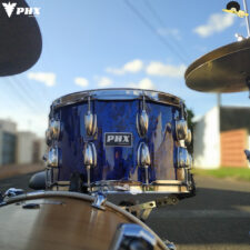Caixa para bateria - PHX Music Azul Rajado 14"x8" - Casco em Basswood e aros Triplo Flange
