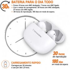 Fone de Ouvido Tennmak PRO-ANC Bluetooth com Cancelamento de Ruído Ativo ANC e até 30 Horas de Bateria