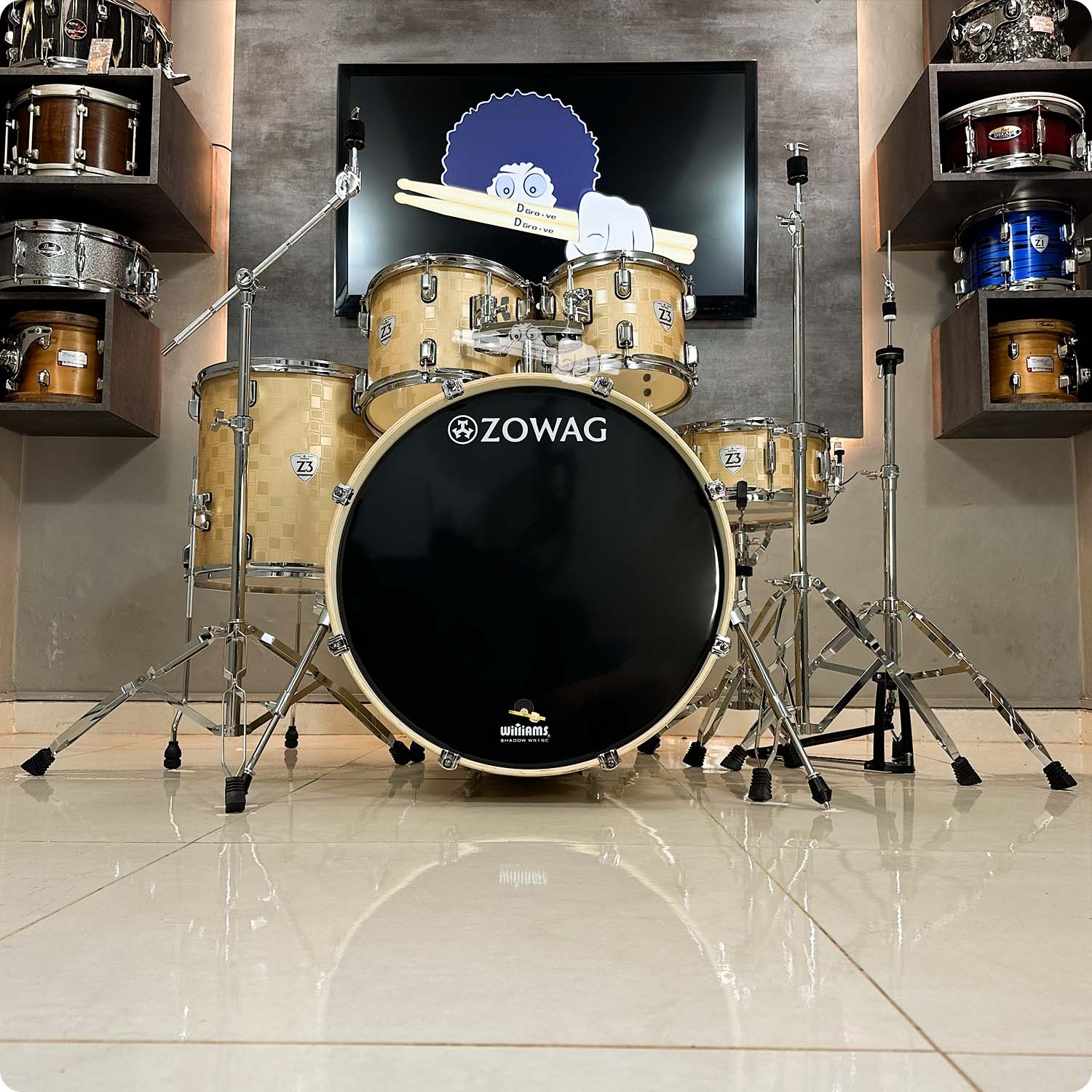 Bateria Zowag Z3 Rock Gold Square com bumbo de 22" e ferragens HPK300