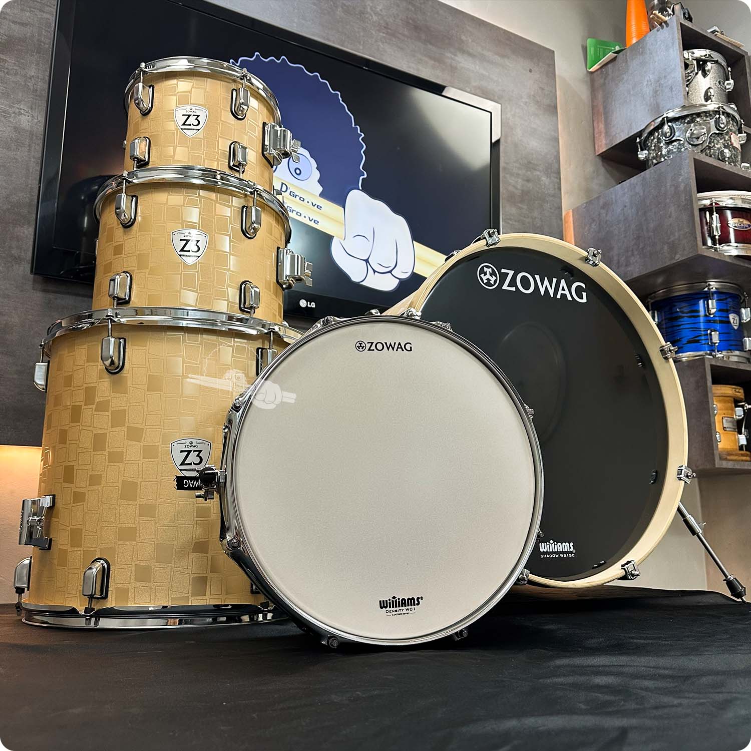 Bateria acústica Zowag Z3 Rock Gold Square com bumbo de 22"