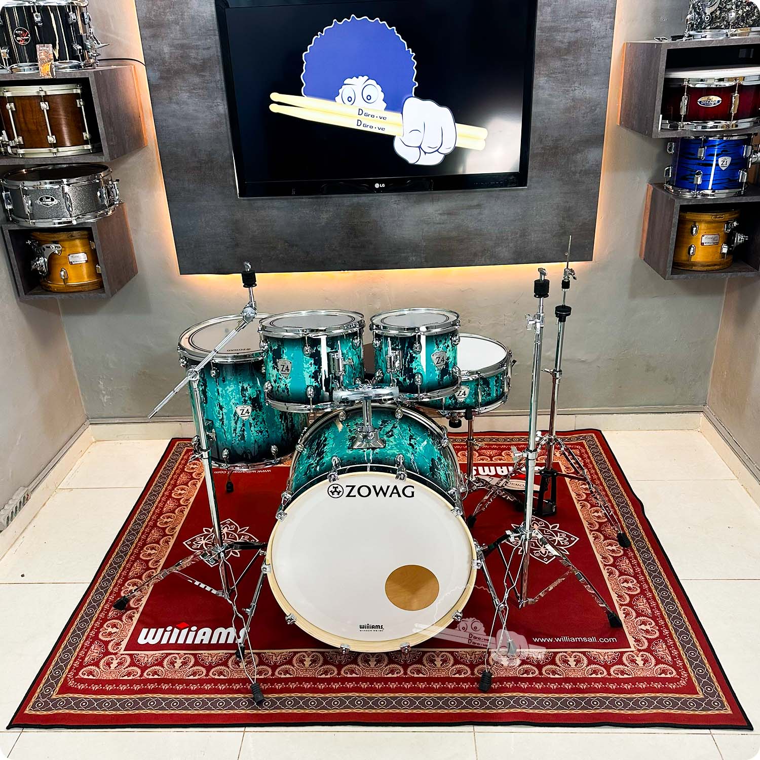 Tapete para bateria Williams WDR-2016-PS Persa de 200 x 160 cm