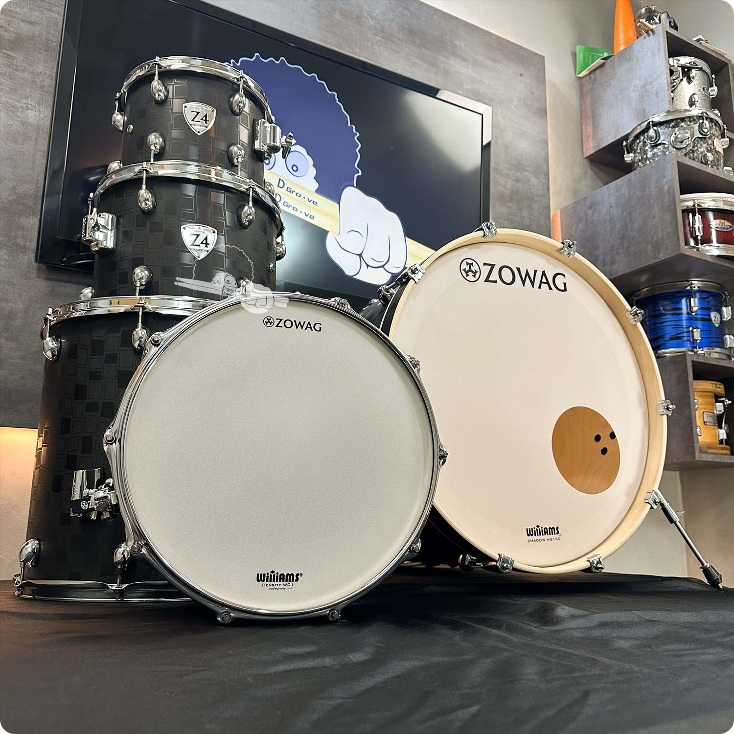 Bateria acústica Zowag Z4 Rock Black Square com bumbo de 22"