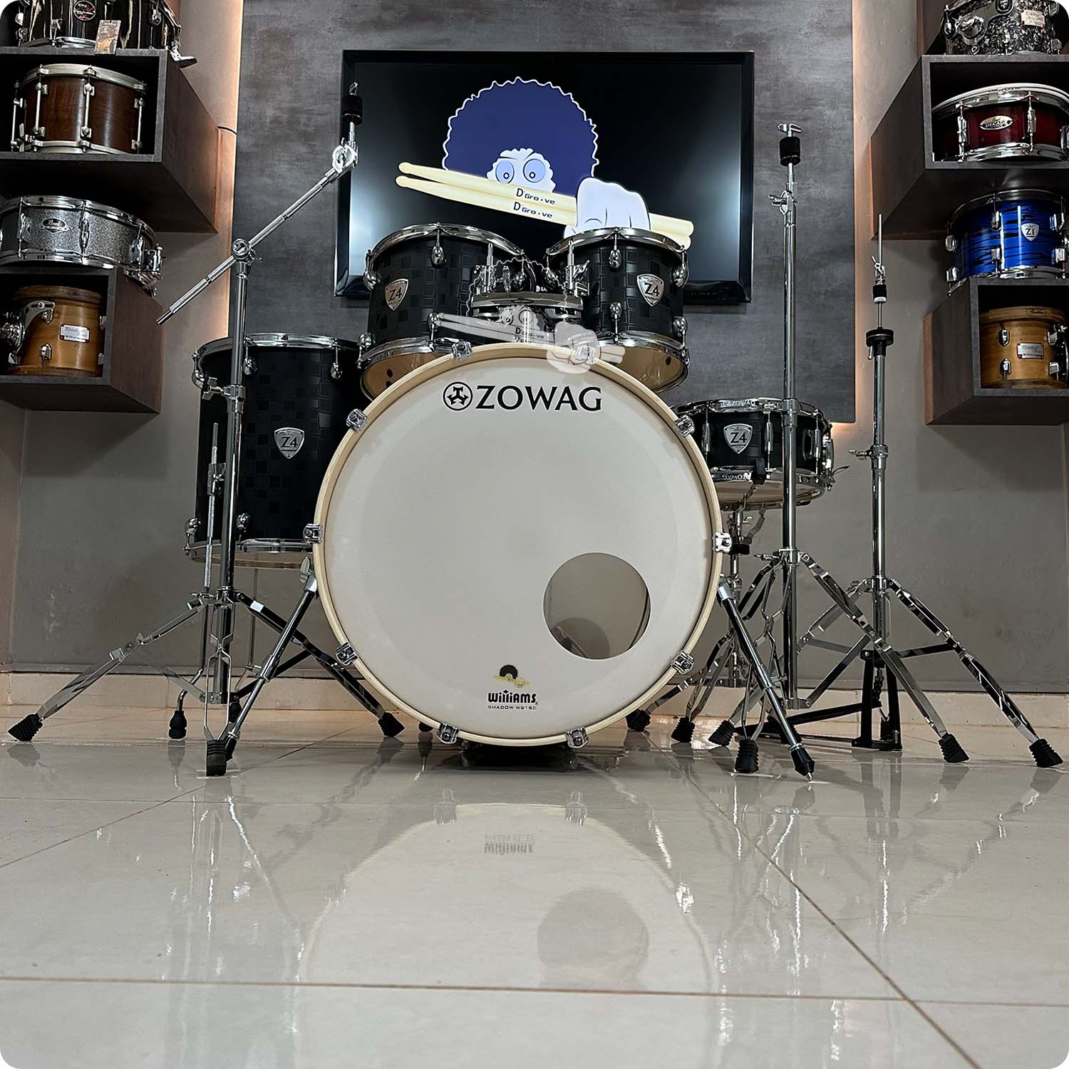 Bateria acústica Zowag Z4 Rock Black Square com bumbo de 22"